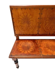 Art Nouveau Extra Large Hall Bench, Elm and Beech, Dutch Design, 1900s